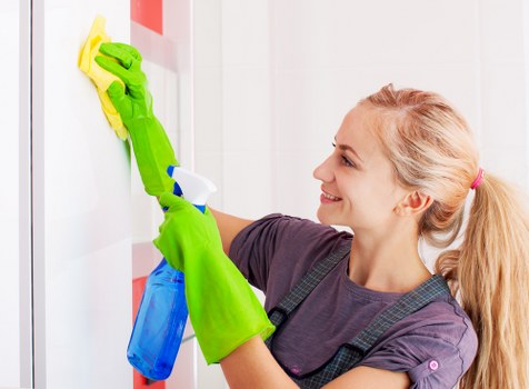 Carpet cleaning team following health and safety procedures