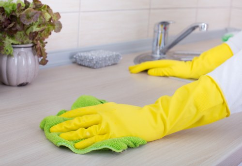 Insured carpet cleaning team working carefully in a modern interior
