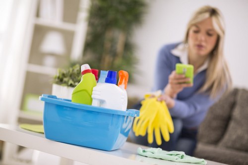 Cleaning team reviewing service terms and payment conditions